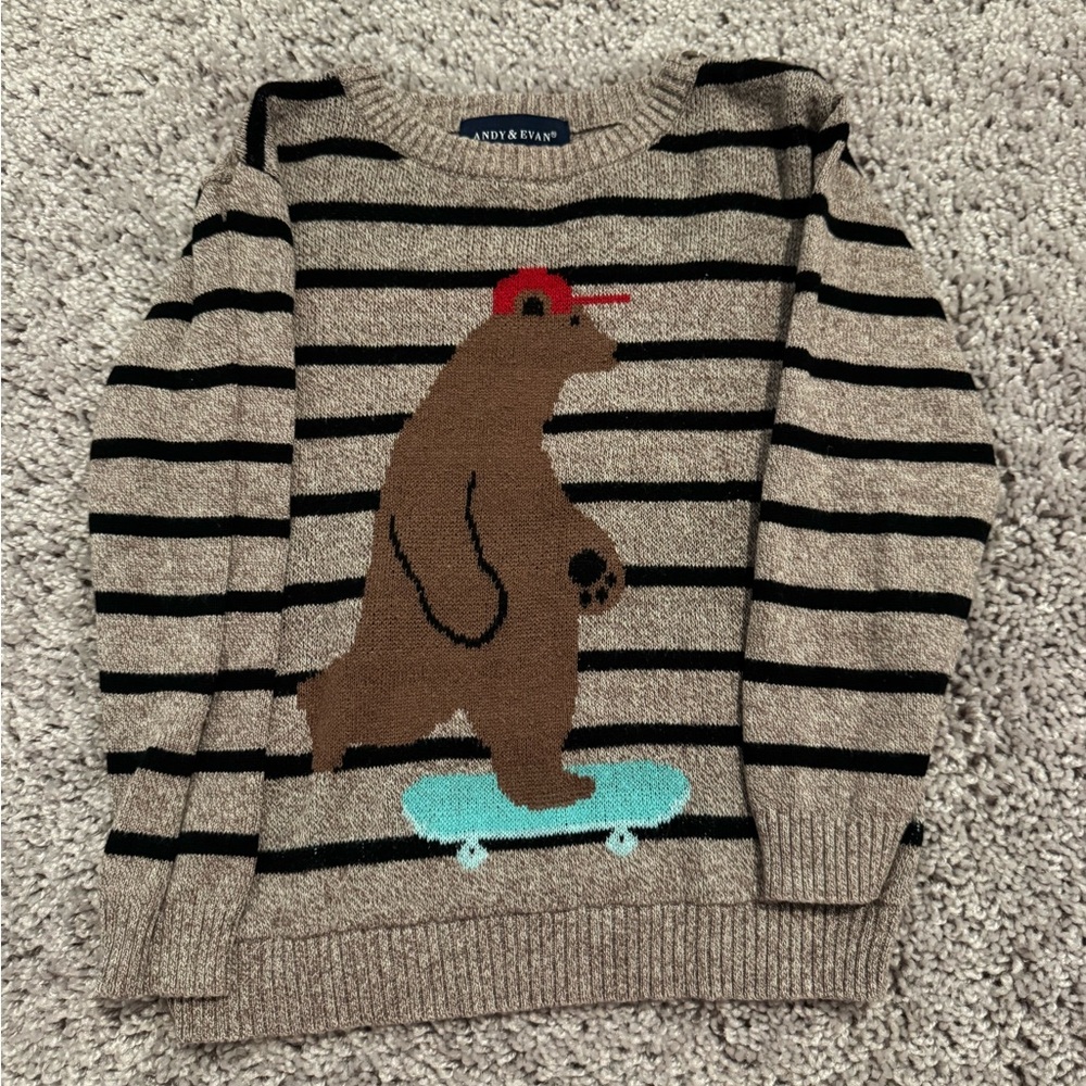 Boys 18M Andy & Evan Brown and Black Striped Sweater